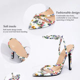 Breakj Women's Tip Print With Cross Cross Back Ankle With Fine Heel Sandals Gorgeous High