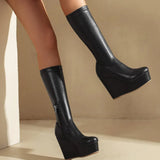 Punk New Fashion Platform Wedges Thick Heel Zipper Goth Ladies Shoes Autumn Cool Punk Solid Designer Autumn