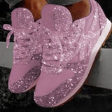 Casual Shoes Fall 2023 New Sequins With Breathable Rhinestone Thick Sole Student Large Size Women's
