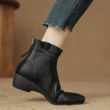 Breakj Soft British Style Retro Slope And Short Boots Women 2025 New Autumn And Winter Plus Velvet After Zippered Chelsea