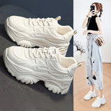 Bottom Fashion Dad Shoes Female Style 2024 New Autumn Breathable Increase Climax Retro Small White Casual Sports Shoes
