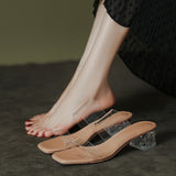 Breakj New Female Drag Fairy Outside The Wind Wearing Crystal Heel Fashion Shoes Transparent Word With High Heels Coarse