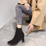 Breakj Autumn And Winter New Pointed High-Heeled Shoes Do Not Tired Feet Coarse Heel Fashion Boots Large Size Fashion Thin