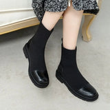 Chunky Short Shoes for Women Brown Sock Footwear Platform Elastic Female Ankle Boots Trend 2023 Y2k New In Fashion Pu