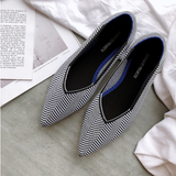 Womens Stretch knitted mixed color moccasins breathable cozy work shoes brief slip-on fashion ladies flats light driving