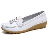 Women Shoes Loafers Female Moccasins Shoes Summer Genuine Leather Women Flats Slip On Women Loafers Flats Tassel Plus