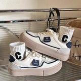 2023 New Flat Cream Small White Shoes Women's Color Lace Fashion Casual Sports Shoes Board Shoes