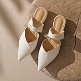 Low-heel Slip-on Mules Simple Style 2022 New Temperament Streetwear Basic Solid Color Women's High Heels