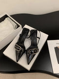 French Silver High-Heeled Shoes Baotou Sandals 2024 New Spring And Summer Korean Version Temperament Pointed Single