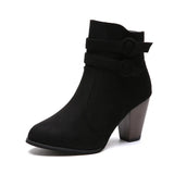 Plus Size Autumn / Winter New Frosted Martin Boots Women's Belt Buckle Thick Heel Ankle