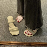 Breakj Heel One-Word Cool Slippers Women's New Summer 2025 Out Fashion French Retro Temperament High Heels Women's