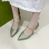 Breakj Women's Shoes New Chinese Style Low Heel Single Shoes French Temperament Pointed High Heels