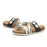 Fashion Print Cork Slipper 2023 New Summer Women Beach Double Buckle Slides