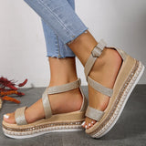 Breakj And Summer New Large-Size Hollow Fish Mouth Heel Sandals Women's Pine Cake Silver Bright Buckle Flat Women's