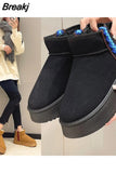 Women Designer Snow Winter Cowskin Boots Fashion Ladies Platform Fur Boots Classic Ultra Mini Suede Wool Ankle Booties
