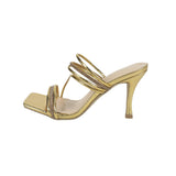 Breakj Women's High-Heeled Sandals Silver Square Head And Fashion Trend Show High-Skinny Women High