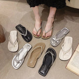 Breakj Slippers Women 2025 Summer New Korean Version Of Fashion Outside The Water Drill Clip Flat And Beach Cool