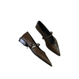 Breakj Low-Heeled Shoes Small Fragrant Wind Tip Single Shoes Women 2025 Spring And Autumn Mary Jane Women's Shoes Coarse
