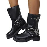 Breakj Thick-Bottomed And Short-Cryslaughter Rider Boots Women 2025 New British Style Belt Buckle Western Cowboy Short