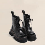 Breakj Bottom Martin Boots Female 2024 Autumn Fashion Wipe Color Washing Car Handsome Lace-Up Short Boots Tide Spring And Autumn Single