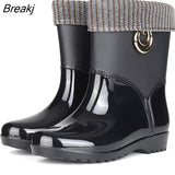 Boots Women Short Tube Rain Shoes Adult Water Boots Anti-skid Water Shoes Jelly Rubber Shoes Rain Boots