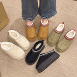 Breakj Boots Women's Fur Integrated 2025 New Autumn And Winter Plus Velvet Warm Cotton Shoes Bales Half-Dragging Hair