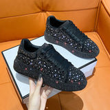 Breakj 2025 New Full Of Men's And Women's Shoes Thick-Soled Sports Old Dad Shoes Women's Casual Single Shoes Water Drilling Wheat-Mei