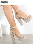 Summer Platform Allover Glitter Decor Chunky Heeled Sandals High Heeled Comfort Casual Sexy Elegant Women's Sandals