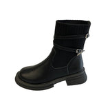 Breakj 2025 New Martin Boots Women's Large Elastic Boots English Wind Thick Background Comfortable Thin Skin
