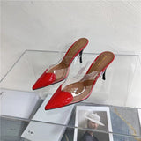 Breakj Net Red Fashion Sharp Transparent Shallow Slippers With Women's High