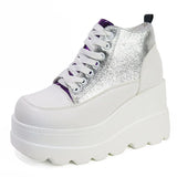 INS Brand Women Sneakers Wedges Lace Up Platform Shoes Thick Vulcanized Shoes Casual Comfy Spring Summer