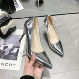High-Heeled Sandals Summer New Stilettos Silver High-Grade Shallow Mouth Large-Size High