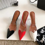 Breakj Net Red Fashion Sharp Transparent Shallow Slippers With Women's High