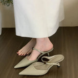 Black High-Heeled Shoes Bag Head Half Slippers Women's Shoes Wear 2025 New Temperament Half-To-Single