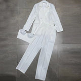 Casual Solid Three Piece Set For Women Slim Vest Notched Loose Blazers High Waist Long Pants Female Sets 2022