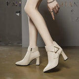 Boots Women's 2023 Autumn And Winter New Thick Heel Ankle Boots Pointed Thick Heel Belt Buckle High Heel