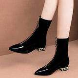 Fashion Boots 2024 New Fashion Thin Velvet Ankle Boots Water Drill Front