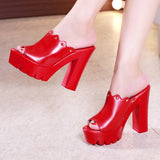 Summer Flip-Flops Super-High Heels Thick-Soled Muffins Waterproof Table Fish Mouth Large Size