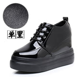 Breakj Height Patent Leather Small Leather Shoes Heel Waterproof Table Single Shoes Spring Autumn Pine Women's Shoes With Deep Mouth Plus Velvet Naked