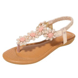women Ladies Summer Bohemia Beach Sandals Crystal Casual Elastic Band Flat Shoes Open Toe Shoes woman Flip