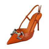Breakj Fine Heel Women's High Heel High-Heeled Shoes Behind The Empty Sandals French Retro Fashion Single Shoes Mary Treasure