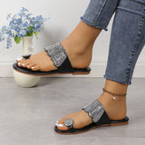 Breakj Large-Size Sleeve Toe Drill Flat-Soled Sandals Women Flat And Light Beach Cool