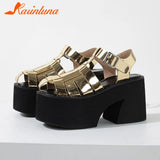 High Heels Women's Sandals 2023 Simply Style Roma Platform Sandals Round Toe Hollow Out Comfy Walking Ladies Shoes