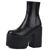 Trendy Luxury 2022 Winter Women's Boots Platform Zip High Heels Shoes Chunky Cool Fashion Punk Goth Motorcycle