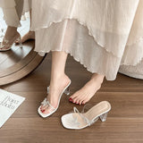 Breakj Bow Coarse Heel High Heels Women 2025 Summer New Cool Slippers Wearing Toe Fashion Women's