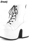 Design Cool Block Great Quality Gothic Style Woman Boots Fashion Chunky Platform Cosy Woman Shoes Ankle Boots Big Size