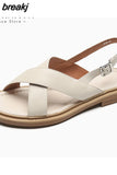 Size 34-40 Flats Sandals Women Summer 2023 Genuine Leather Low Heels Shoes For Women Rome Fashion Platform