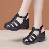 Heel Thick-Soled Baotou Sandals Women's 2023 Summer New Muffin Thick Soles With Large Size High-Heeled Roman