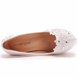 Breakj Cm White Lace High Heels Wedding Shoes Water Drill Pearl Banquet Shoes Large Size Thin Heel Waterproof Table Single