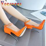 Performance Fetish Women's Pumps Candy Color Metal Thin Heel Sexy Single Shoes 16CM Pointed High Heels On The
